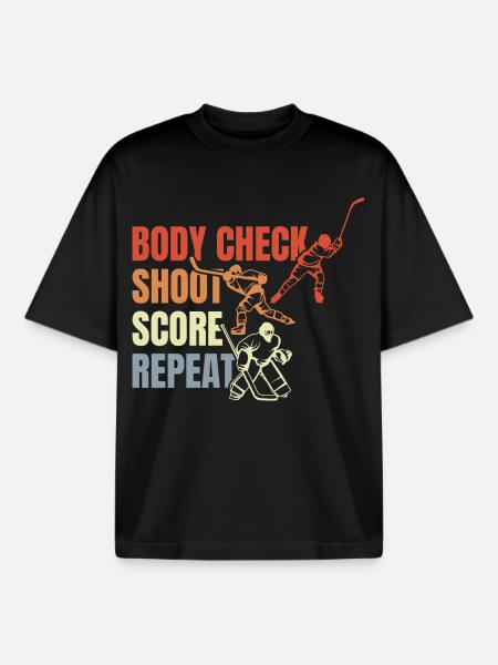 Hockey Saying - Boxy Heavyweight Unisex Organic T-Shirt by Stanley/Stella - black