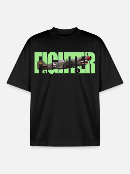 Fighter P-40 Warhawk - Boxy Heavyweight Unisex Organic T-Shirt by Stanley/Stella - black