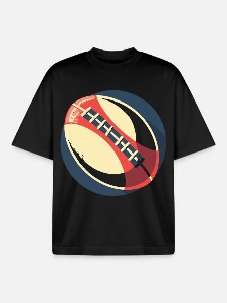 Rugby Ball Graphic - Boxy Heavyweight Unisex Organic T-Shirt by Stanley/Stella - black