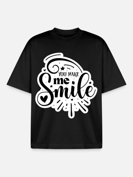 Tu me fais sourire - T-shirt unisexe boxy épais biologique Stanley/Stella - noir