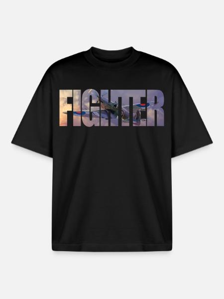 Fighter Spitfire - Boxy Heavyweight Unisex Organic T-Shirt by Stanley/Stella - black