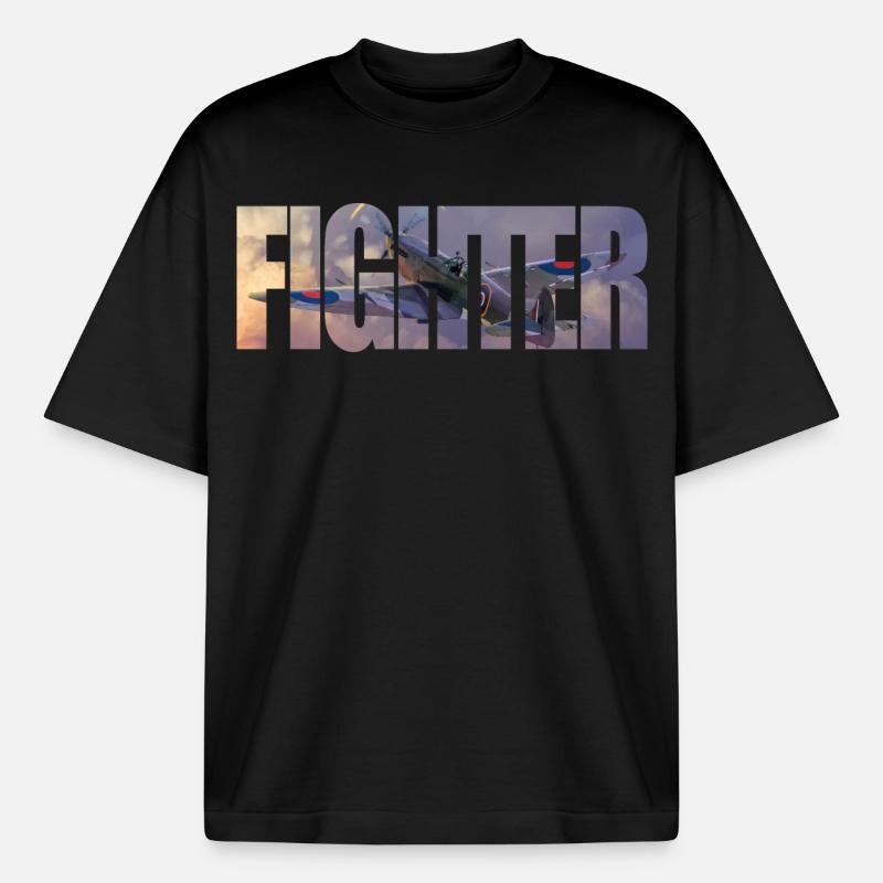 Chasseur Spitfire - T-shirt unisexe épais coupe boxy Stanley/Stella - noir