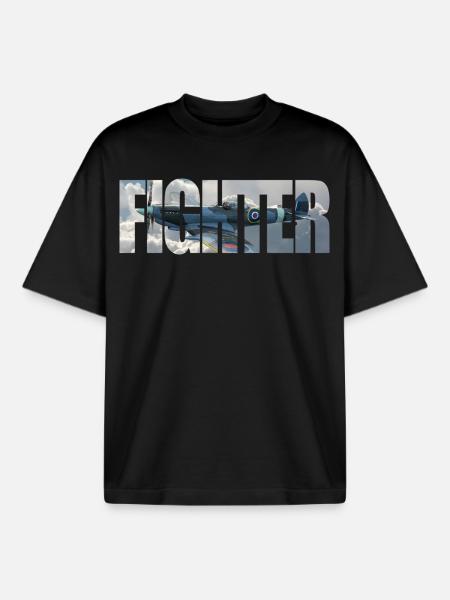 Fighter Spitfire - Boxy Heavyweight Unisex Organic T-Shirt by Stanley/Stella - black