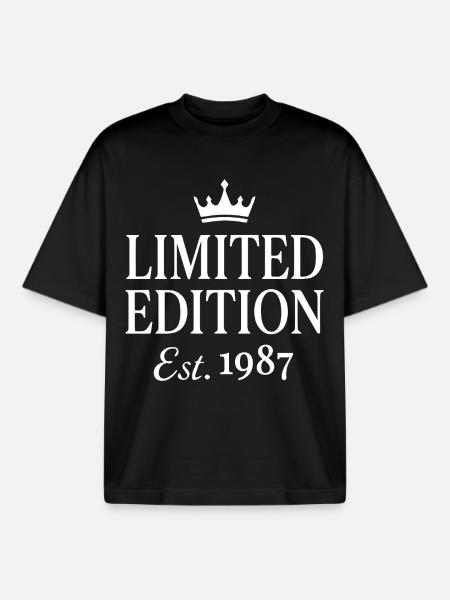 Edition limitée Est 1987 - T-shirt unisexe boxy épais biologique Stanley/Stella - noir