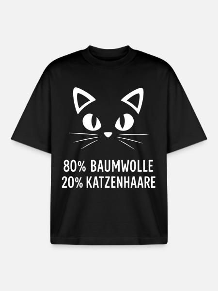 80% Baumwolle 20% Katzenhaar - Boxy Heavyweight Unisex Organic T-Shirt von Stanley/Stella - Schwarz