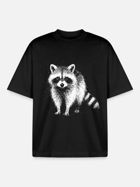 Petit raton laveur - T-shirt unisexe boxy épais biologique Stanley/Stella - noir