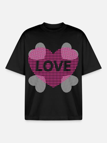 Heart with Love. - Boxy Heavyweight Unisex Organic T-Shirt by Stanley/Stella - black
