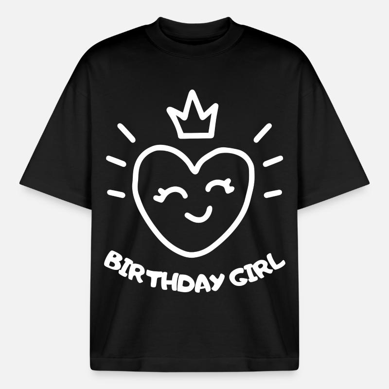 BirthdayGirlHeart - Boxy Heavyweight Unisex Organic T-Shirt by Stanley/Stella - black