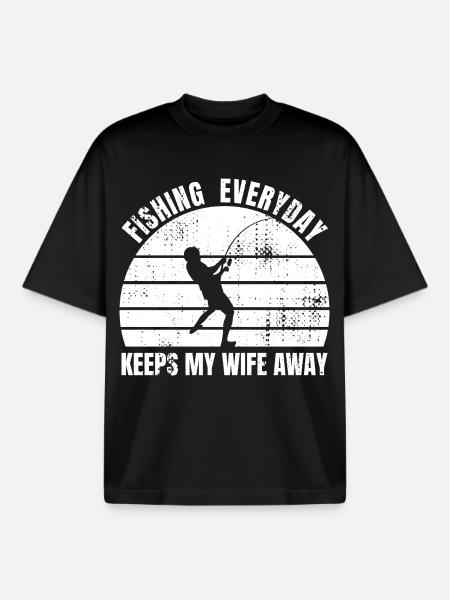Angler Joke - Boxy Heavyweight Unisex Organic T-Shirt by Stanley/Stella - black