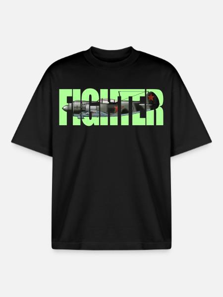 Fighter La-5 - Boxy Heavyweight Unisex Organic T-Shirt by Stanley/Stella - black