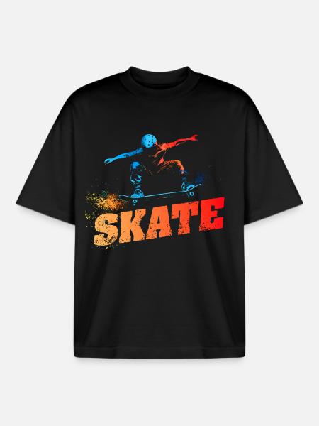 SKATE - Urban-Retro-Design - Boxy Heavyweight Unisex Organic T-Shirt von Stanley/Stella - Schwarz