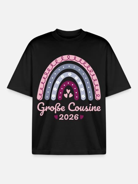 Große Cousine 2026 Regenbogen - Boxy Heavyweight Unisex Organic T-Shirt von Stanley/Stella - Schwarz