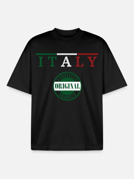 Italian Pride, Flag of Italy - Boxy Heavyweight Unisex Organic T-Shirt by Stanley/Stella - black