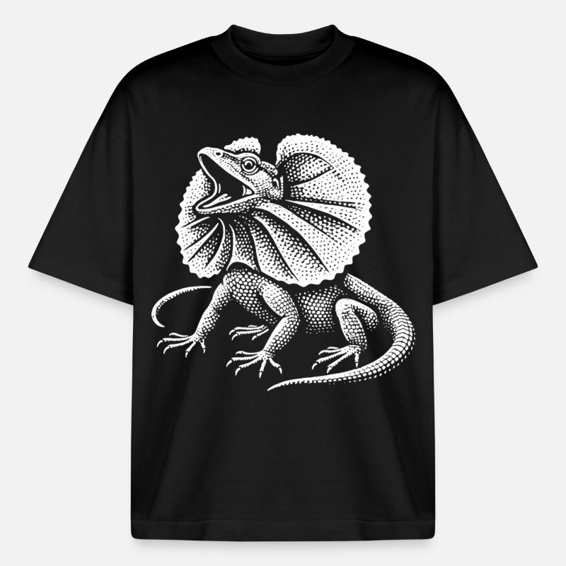 Curled Dragon Lizard - Boxy Heavyweight Unisex Organic T-Shirt by Stanley/Stella - black