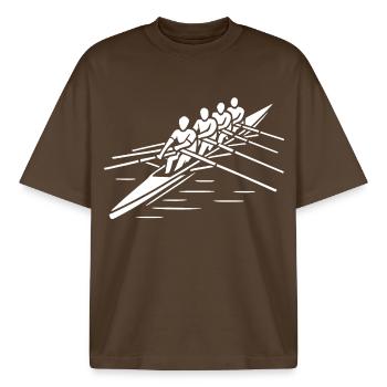 Rhythm at the helm - Boxy Heavyweight Unisex Organic T-Shirt by Stanley/Stella - mocha - Front - AI Model Male 185 light (185cm) & AI Model Female 172 dark (172cm)