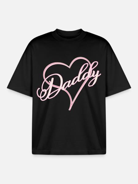 Daddy mit Herz Mädchen rosa - Boxy Heavyweight Unisex Organic T-Shirt von Stanley/Stella - Schwarz