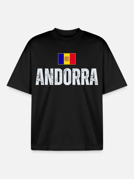 Drapeau d’Andorre, fierté andorrane - T-shirt unisexe boxy épais biologique Stanley/Stella - noir