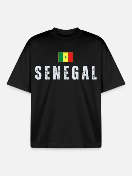 Drapeau sénégalais, fier Sénégalais - T-shirt unisexe boxy épais biologique Stanley/Stella - noir