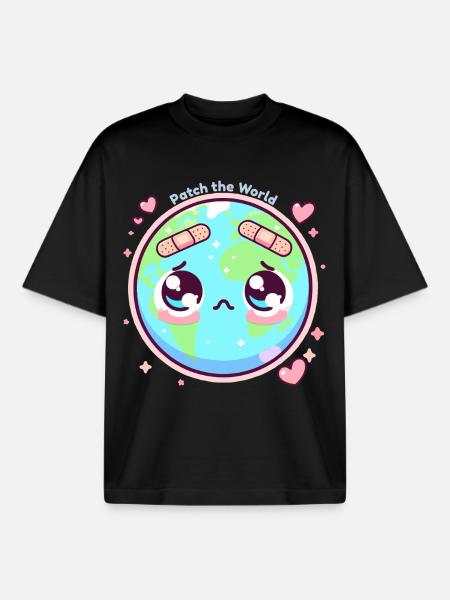 Patch the World - Boxy Heavyweight Unisex Organic T-Shirt by Stanley/Stella - black