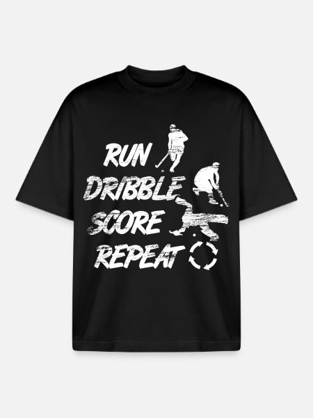 Courir, dribbler, marquer, répéter - T-shirt unisexe boxy épais biologique Stanley/Stella - noir