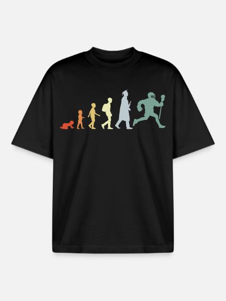 Evolution of a Lacrosse Player - Boxy Heavyweight Unisex Organic T-Shirt by Stanley/Stella - black