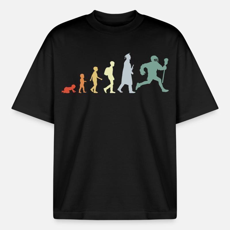 Evolution eines Lacrosse Spielers - Boxy Heavyweight Unisex Organic T-Shirt von Stanley/Stella - Schwarz