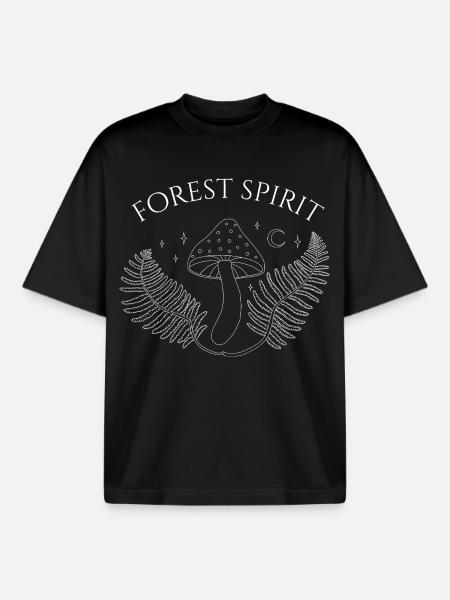 Waldgeist-Pilz-Kunst - Boxy Heavyweight Unisex Organic T-Shirt von Stanley/Stella - Schwarz