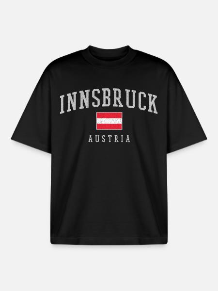 Innsbruck Austria Banner - Boxy Heavyweight Unisex Organic T-Shirt by Stanley/Stella - black