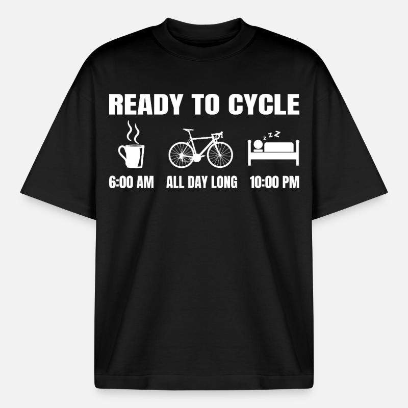 Lustige Radfahrer Routine - Boxy Heavyweight Unisex Organic T-Shirt von Stanley/Stella - Schwarz