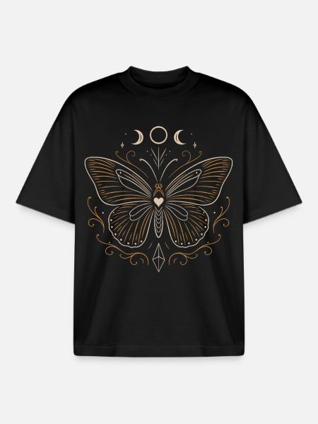 Mystic Butterfly - Midsummer Magic - Boxy Heavyweight Unisex Organic T-Shirt by Stanley/Stella - black