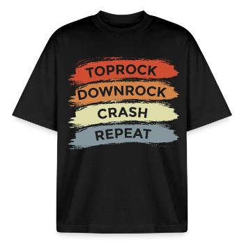Toprock Downrock Crash Repeat - Boxy Heavyweight Unisex Organic T-Shirt von Stanley/Stella - Schwarz - Vorne - AI Model Male 185 light (185cm) & AI Model Female 172 dark (172cm)