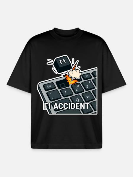 F1 accident - funny pun - Boxy Heavyweight Unisex Organic T-Shirt by Stanley/Stella - black