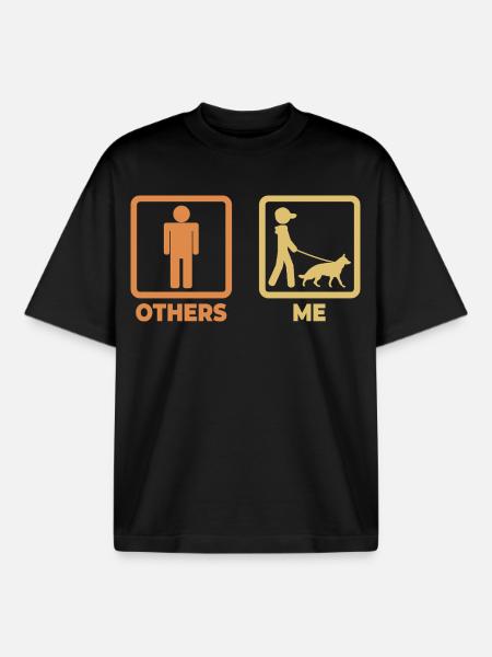 German Shepherd Stick Figure - Boxy Heavyweight Unisex Organic T-Shirt by Stanley/Stella - black