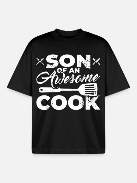 Son of a great chef - Boxy Heavyweight Unisex Organic T-Shirt by Stanley/Stella - black