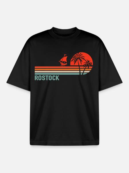 Rostocker Sunset Vibes - Boxy Heavyweight Unisex Organic T-Shirt von Stanley/Stella - Schwarz