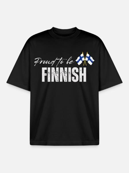 Proud Finn, I love Finland - Boxy Heavyweight Unisex Organic T-Shirt by Stanley/Stella - black