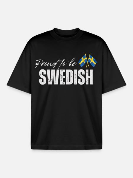 Proud Swede, I love Sweden - Boxy Heavyweight Unisex Organic T-Shirt by Stanley/Stella - black