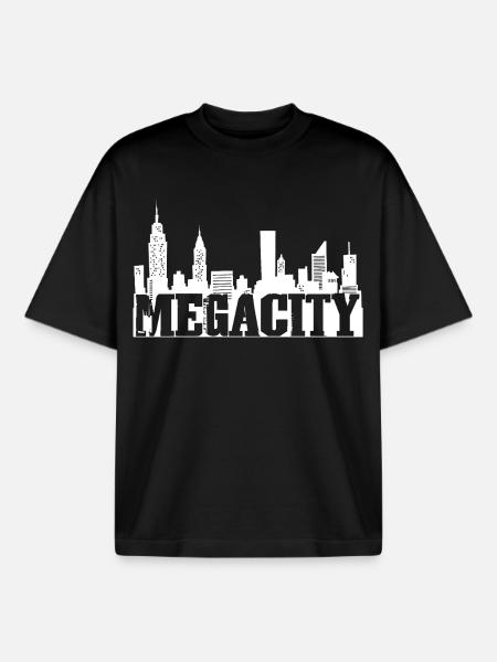Die weiße Megalopolis - Boxy Heavyweight Unisex Organic T-Shirt von Stanley/Stella - Schwarz
