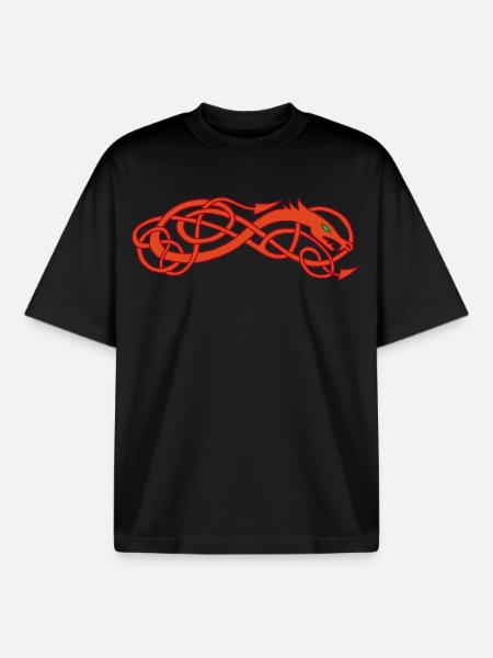 Serpent celte rouge - T-shirt unisexe boxy épais biologique Stanley/Stella - noir