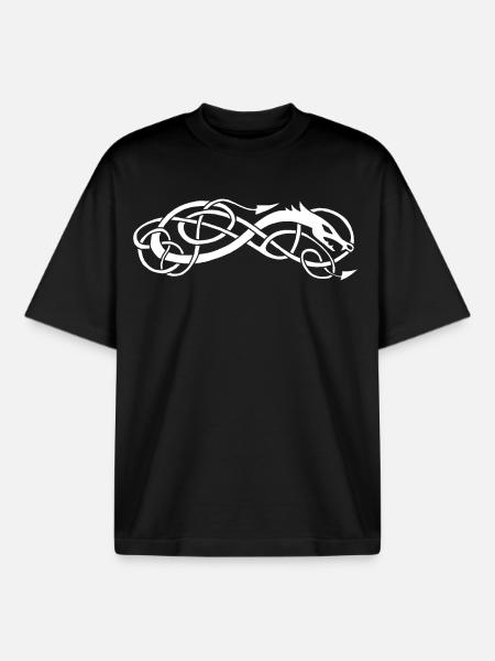Serpent celte blanc - T-shirt unisexe boxy épais biologique Stanley/Stella - noir