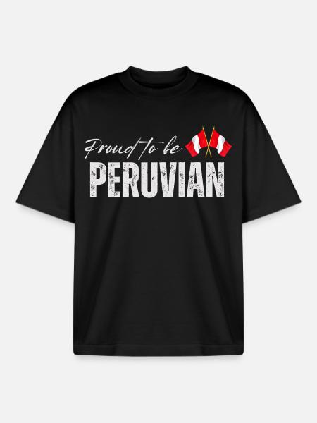 Proud Peruvian, Made in Peru - Boxy Heavyweight Unisex Organic T-Shirt by Stanley/Stella - black