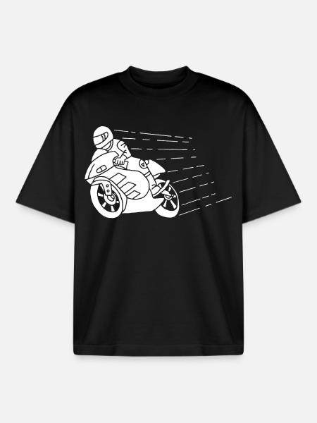 White biker and speed - Boxy Heavyweight Unisex Organic T-Shirt by Stanley/Stella - black