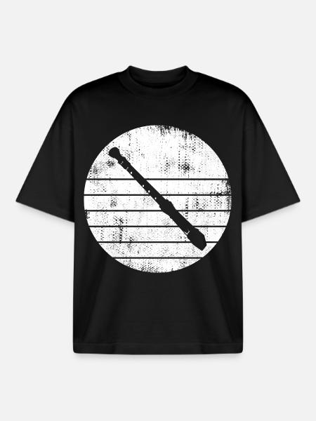 Flute Sketch - Boxy Heavyweight Unisex Organic T-Shirt by Stanley/Stella - black