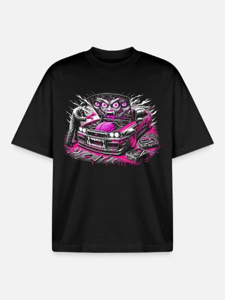 Neon Monster Auto Graffiti Design - Boxy Heavyweight Unisex Organic T-Shirt von Stanley/Stella - Schwarz