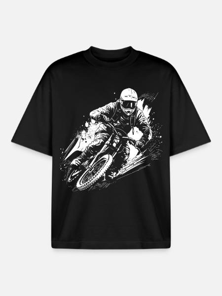 BMX Biker Drawing - Boxy Heavyweight Unisex Organic T-Shirt by Stanley/Stella - black