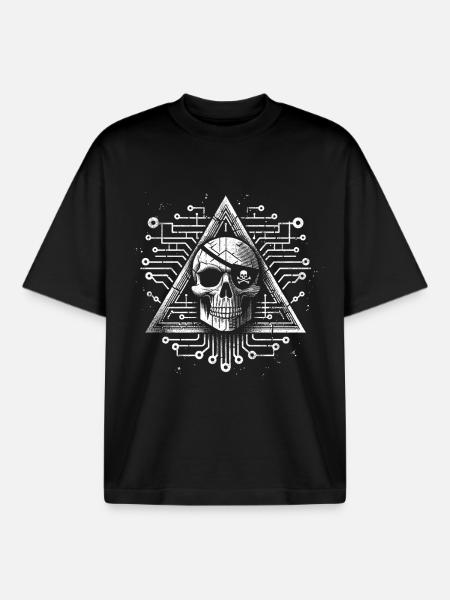 Conception numérique de triangle de crâne - T-shirt unisexe boxy épais biologique Stanley/Stella - noir