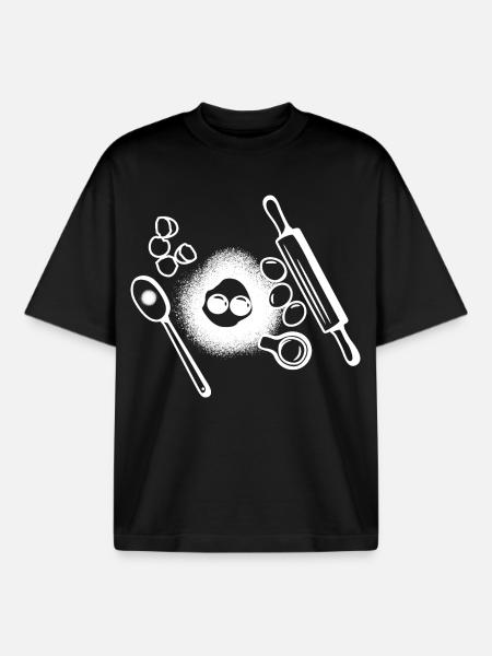 Baking Ingredients Drawing - Boxy Heavyweight Unisex Organic T-Shirt by Stanley/Stella - black