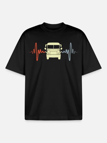 Oldtimer Bus EKG - Boxy Heavyweight Unisex Organic T-Shirt von Stanley/Stella - Schwarz