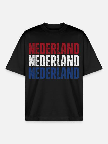 Netherlands flag, I love Holland - Boxy Heavyweight Unisex Organic T-Shirt by Stanley/Stella - black