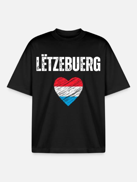 I love Luxembourg, flag of Luxembourg - Boxy Heavyweight Unisex Organic T-Shirt by Stanley/Stella - black